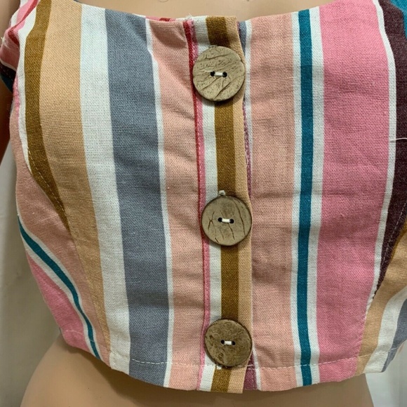 Haute Monde 2-Piece Womens NWT Pink Striped Crop Tank and Short Set S or M - Picture 4 of 9